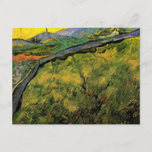 Gebied van Spring Wheat, zon door Vincent van Gogh Briefkaart