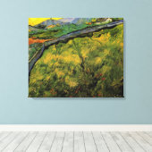 Gebied van Spring Wheat, zon door Vincent van Gogh Canvas Afdruk (Insitu (Houten vloer))