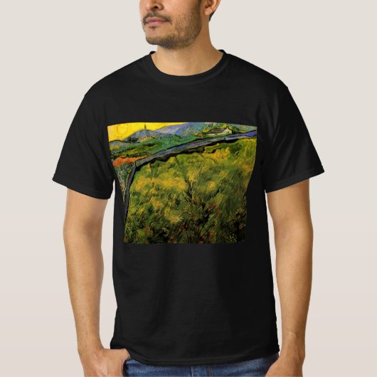Gebied van Spring Wheat, zon door Vincent van Gogh T-shirt (Voorkant)