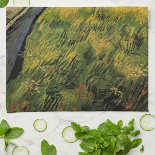 Gebied van Spring Wheat, zon door Vincent van Gogh Theedoek (Gevouwen)