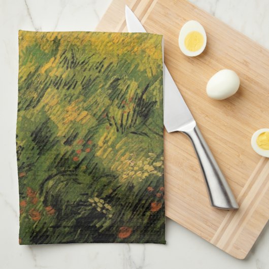 Gebied van Spring Wheat, zon door Vincent van Gogh Theedoek (Quarter Fold)