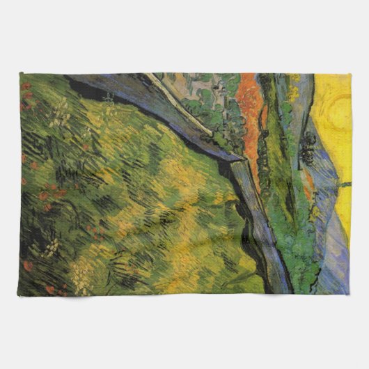 Gebied van Spring Wheat, zon door Vincent van Gogh Theedoek (Horizontaal)