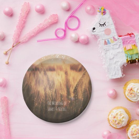 Gebied van Tarwe Rustieke Land Bruiloft Papieren Bordje (Feest)