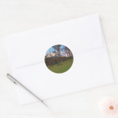 Gebied van Verre & een Roze SunSet Ronde Sticker (Envelop)