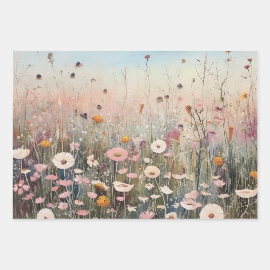 Gebied van Wildbloemen Verpakkingsdocument Vlakke  Inpakpapier Vel (Voorkant 3)