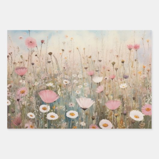 Gebied van Wildbloemen Verpakkingsdocument Vlakke  Inpakpapier Vel (Voorkant)