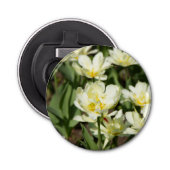 Gebied van witte tulpen Foto Button Flesopener (Voorkant)