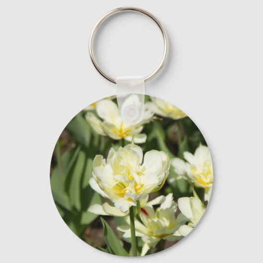 Gebied van witte tulpen Foto Sleutelhanger (Voorkant)