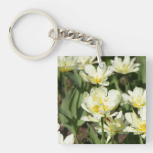 Gebied van witte tulpen Foto Sleutelhanger