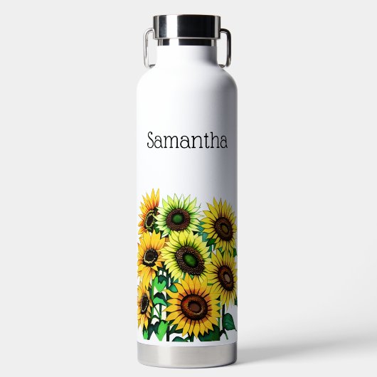 Gebied van Zonnebloemen Monogram Waterfles (Voorkant)