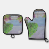  gebied waar de Zee de Floral uitsnijdt Ovenwant & Pannenlap Set (Voorkant)