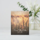 Gebied Wheat Rustic country Wedding Save Date Aankondigingskaart (Staand voorkant)