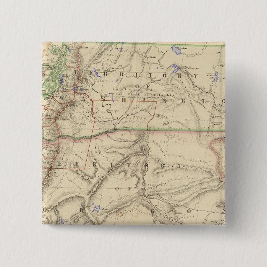 Gebieden in Washington en Oregon Vierkante Button 5,1 Cm (Voorkant)