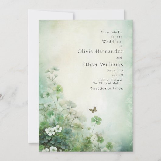Gebieden van Clover Wedding Invitation Kaart (Voorkant)