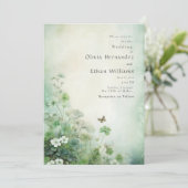 Gebieden van Clover Wedding Invitation Kaart (Staand voorkant)