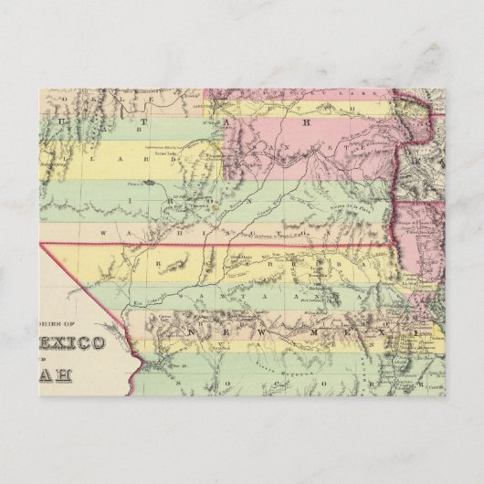 Gebieden van New Mexico en Utah Briefkaart (Voorkant)