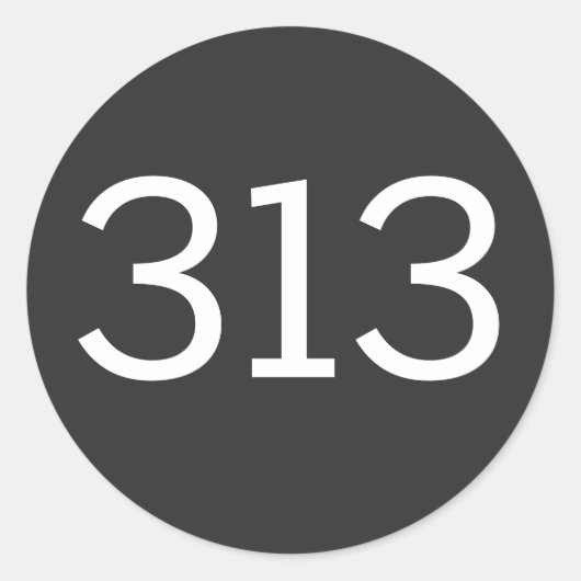 Gebiedscode 313 (Detroit) Ronde Sticker (Voorkant)