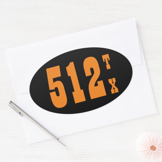 Gebiedscode 512 (Austin, TX) Ovale Sticker (Envelop)