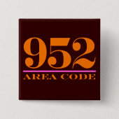 Gebiedscode 952 vierkante button 5,1 cm (Voorkant)