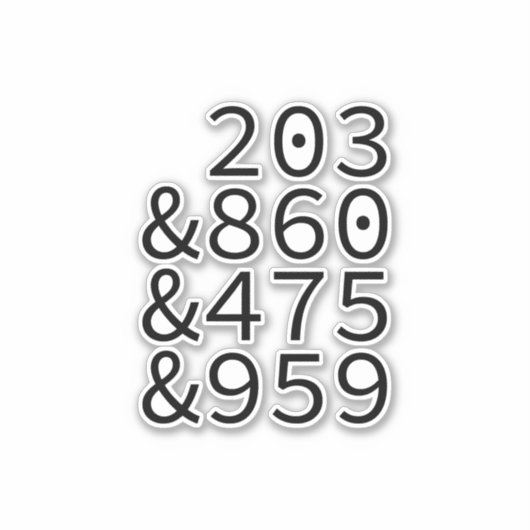 Gebiedscodes Connecticut Sticker (Voorkant)