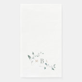 Gebladerd Monogram Wit Elegant Huwelijk  Servet (Voorkant)