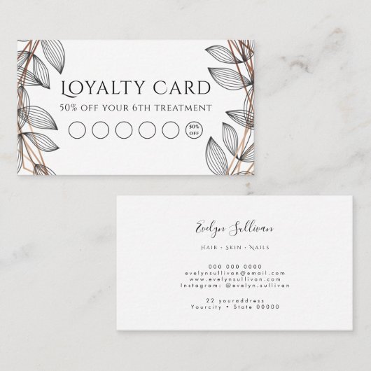 gebladerde geometrische lijst loyaliteitskaart visitekaartje (Voorkant / Achterkant)