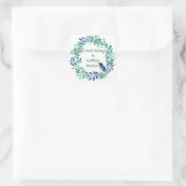  gebladerte en blauwe vogelkrans boekenplaat vierkante sticker (Tas)