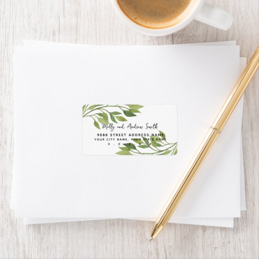 gebladerte groen blad adres label partij/bruiloft (Insitu)