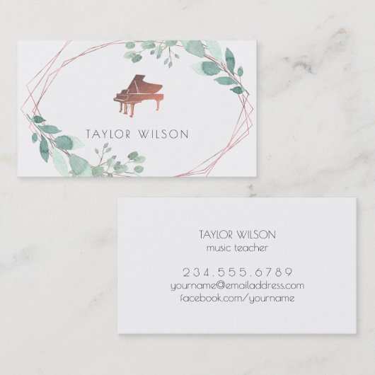 gebladerte-lijst-pianist visitekaartje (Voorkant / Achterkant)