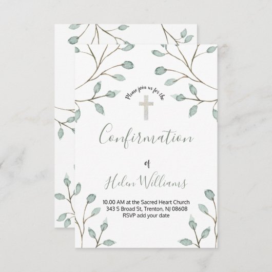 gebladerte waterverf decor bevestiging kaart (Voorkant / Achterkant)