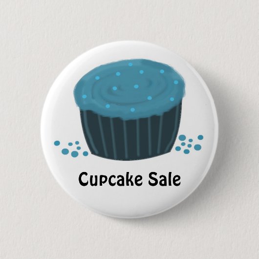 Geblauwd Blauw Cupcake - Cupcake Aanbieding Ronde Button 5,7 Cm (Voorkant)