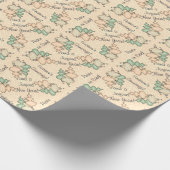 Geblazen glazen Ornamenten op Bleke perzikdamast Cadeaupapier (Hoek)