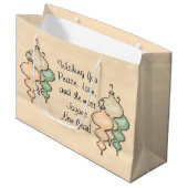 Geblazen glazen Ornamenten op Bleke perzikdamast Large Cadeautasje (Voorkant Gekanteld)