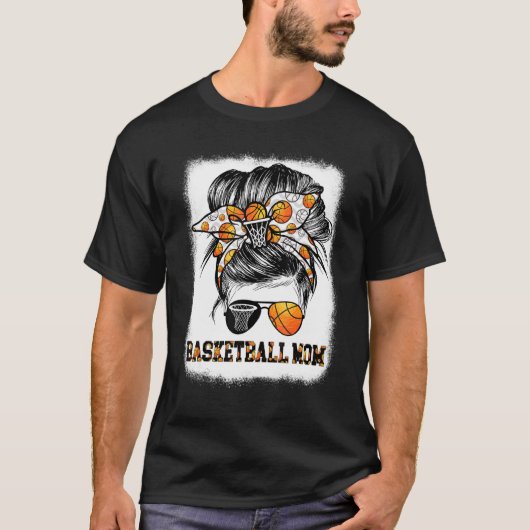 Gebleekt BasKetball Moeder Leven Leopard Messy Bun T-shirt (Voorkant)