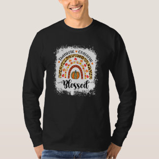 Gebleekt Dankbaar Dankbaar Gezegend Herfst Regenbo T-shirt