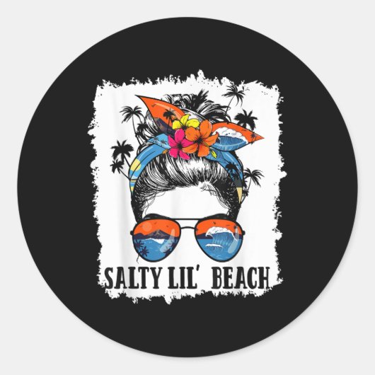 Gebleekt Grappig Zout Lil Beach Messy Bun Sungles  Ronde Sticker (Voorkant)