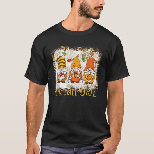 Gebleekt Het is Herfst Y alle Gnome Pompoen Herfst T-shirt (Voorkant)