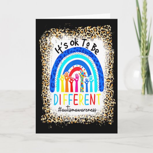 Gebleekt Het Is Ok Om Anders Te Zijn Autisme Bewus Kaart (Voorkant)