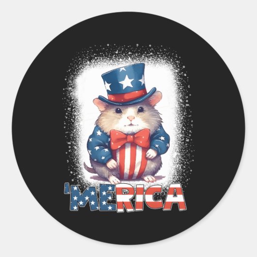 gebleekt patriottisch cavia 4 juli vuurwerk ronde sticker (Voorkant)