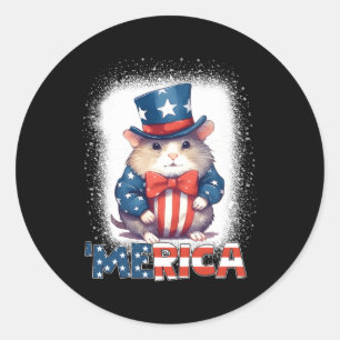 gebleekt patriottisch cavia 4 juli vuurwerk ronde sticker