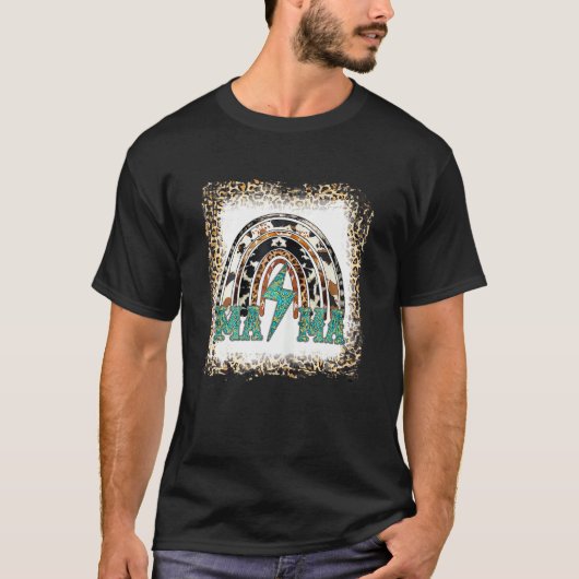 gebleekt Western Koeienhuid Leopard Turquoise Rain T-shirt (Voorkant)