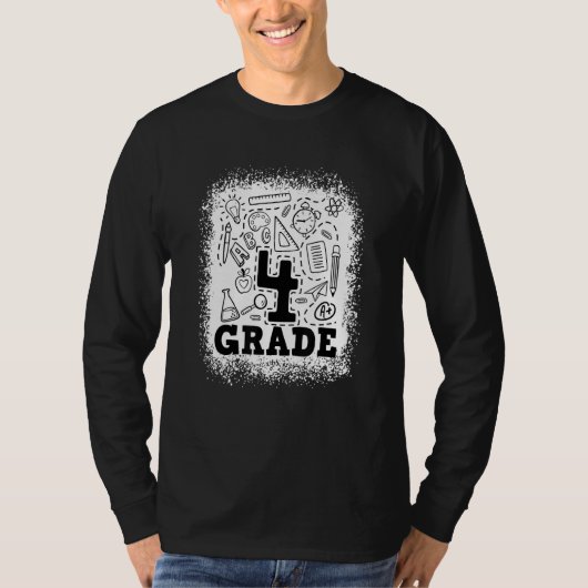 Gebleekte 4e klas typografie team 4e klas rug t-shirt (Voorkant)