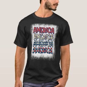 Gebleekte Amerika Retro USA Vlag Patriottisch 4e v T-shirt