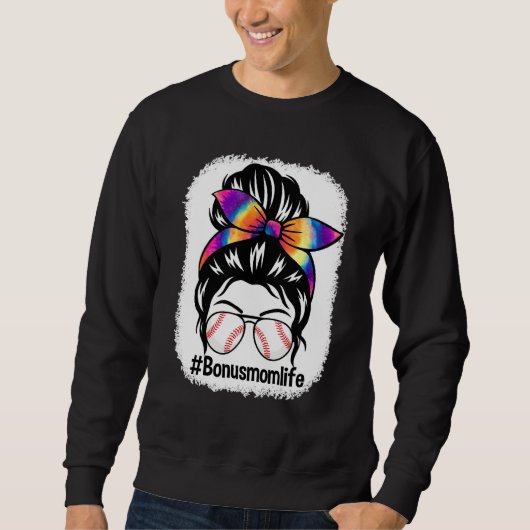 Gebleekte Bonus Moeder Leven Messy Bun Tie Dye Sof Trui (Voorkant)