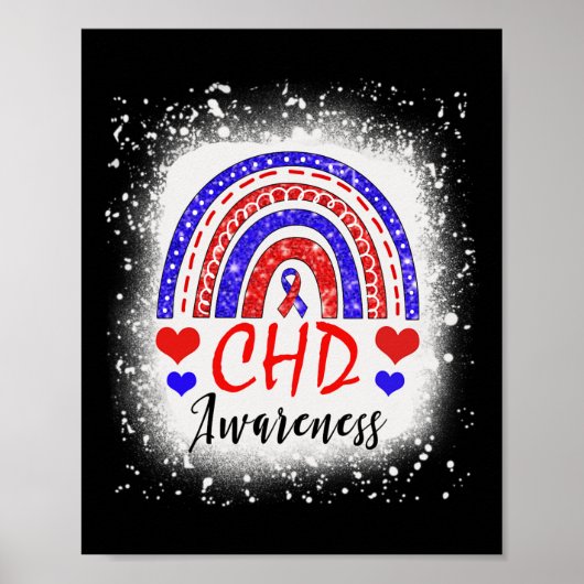 Gebleekte CHD, congenitaal hartdefect bewustzijn N Poster (Voorkant)