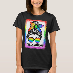 Gebleekte gratis mam knuffels regenboog hart lgbt  t-shirt
