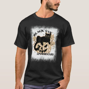 Gebleekte Halloween Zwarte Kat Apotheek Pompoen Ca T-shirt