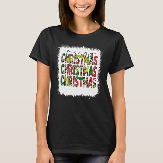Gebleekte kerst met prettige feestdagen t-shirt (Voorkant)