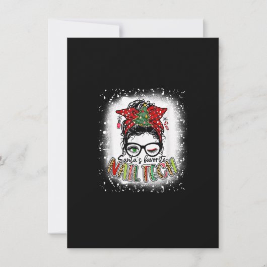 Gebleekte Kerstmannetje Favoriete Nagel Tech Romme Kaart (Voorkant)
