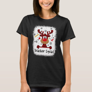 Gebleekte Leraressen Troep Rendier Rood Geruit Ker T-shirt